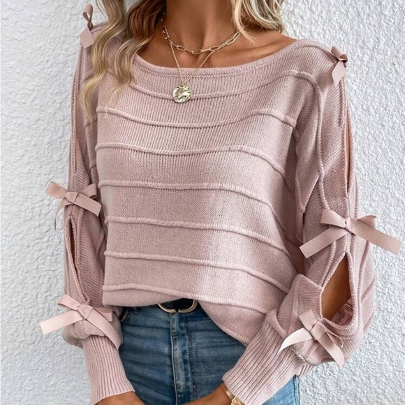 Essnce Batwing Sleeve Knot Detail Split Sleeve Sweater - Picture 4 of 7